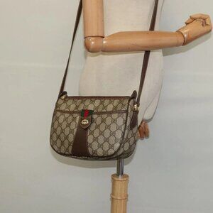 GUCCI GG Supreme Web Sherry Line Shoulder Bag PVC Beige 89 02 032 Auth 121449